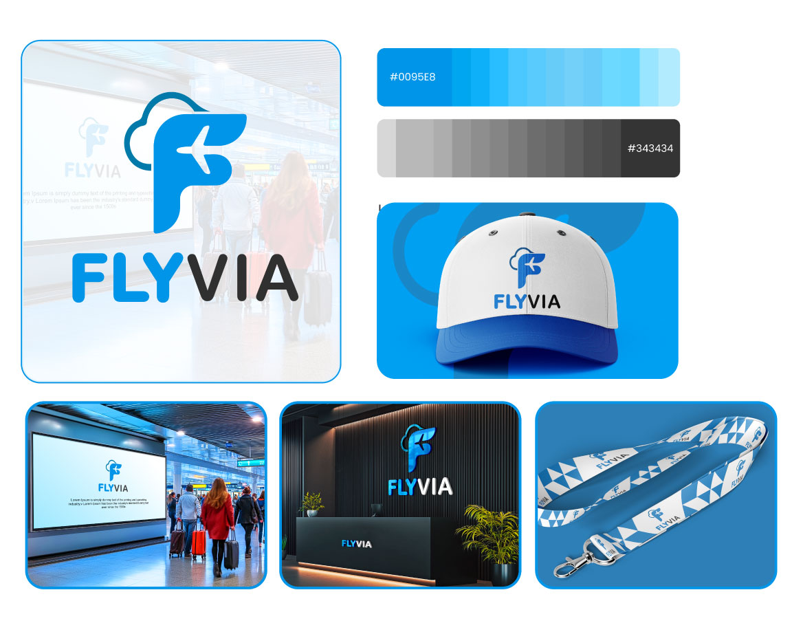 Minimal Airline & Travel Agency Combination Mark Logo | Custom Brand Identity