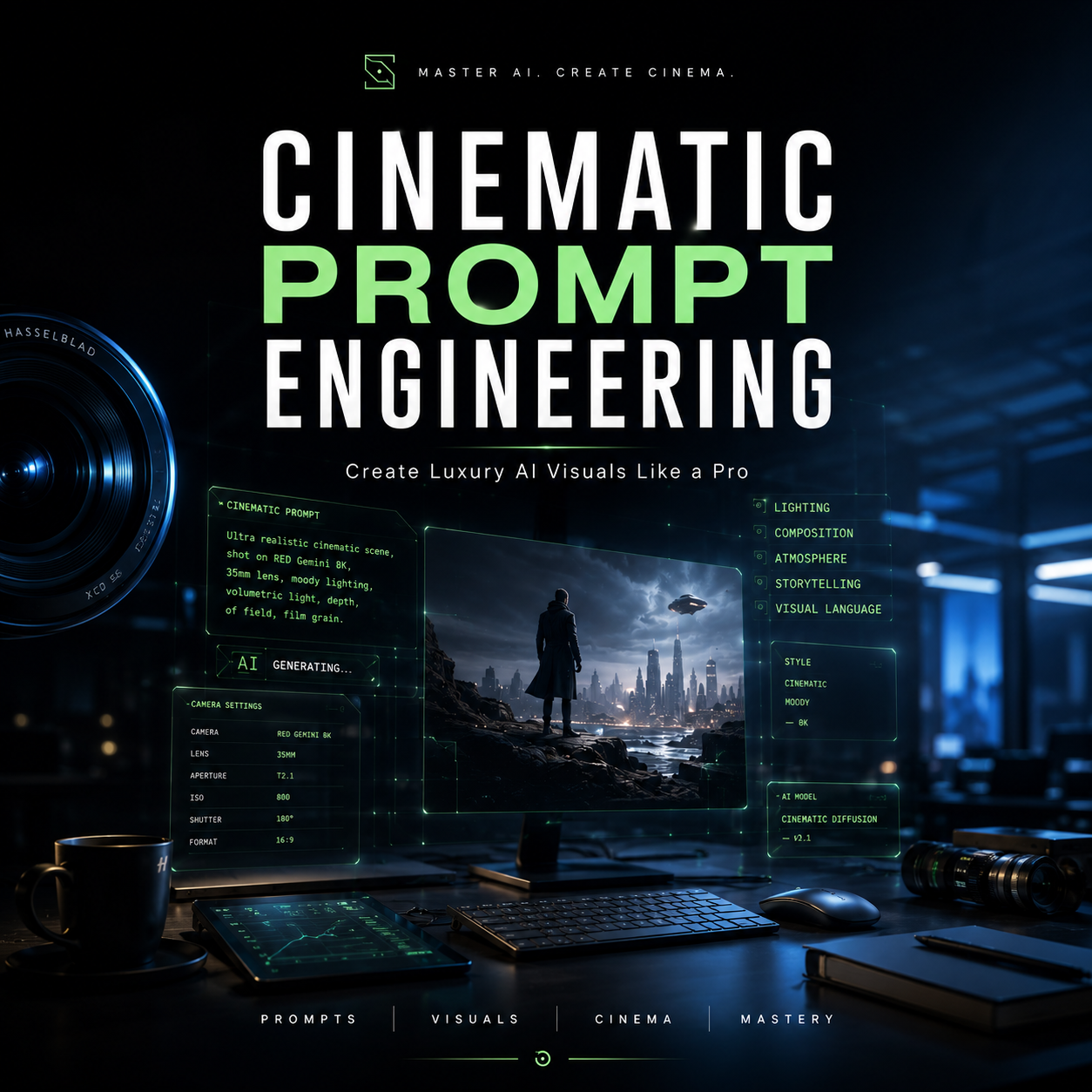 Premium AI Prompt Engineering Guide for Cinematic Ads & Luxury Branding.