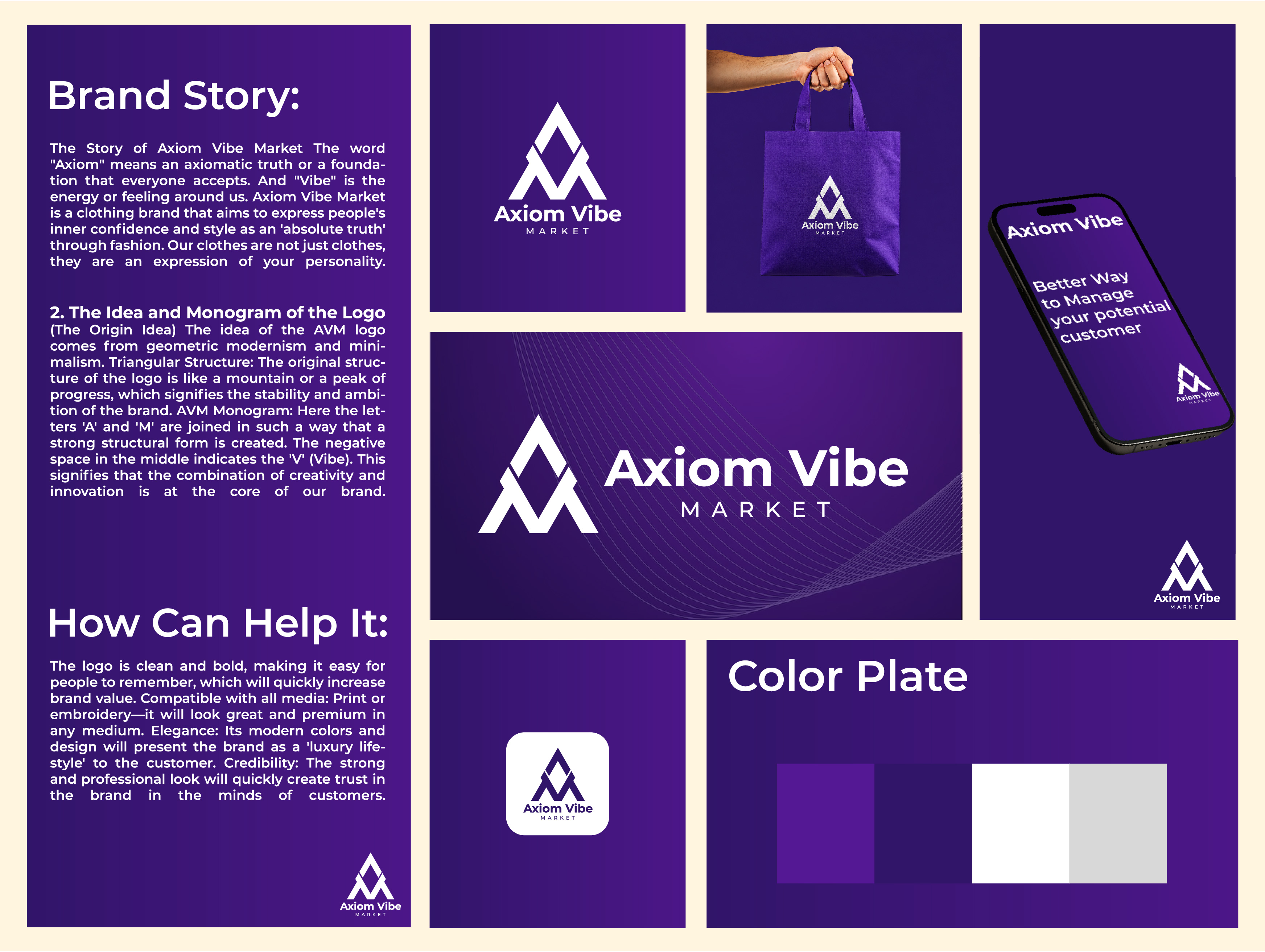 AVM Clothing Logo Design | Axiom Vibe Market Fashion Branding