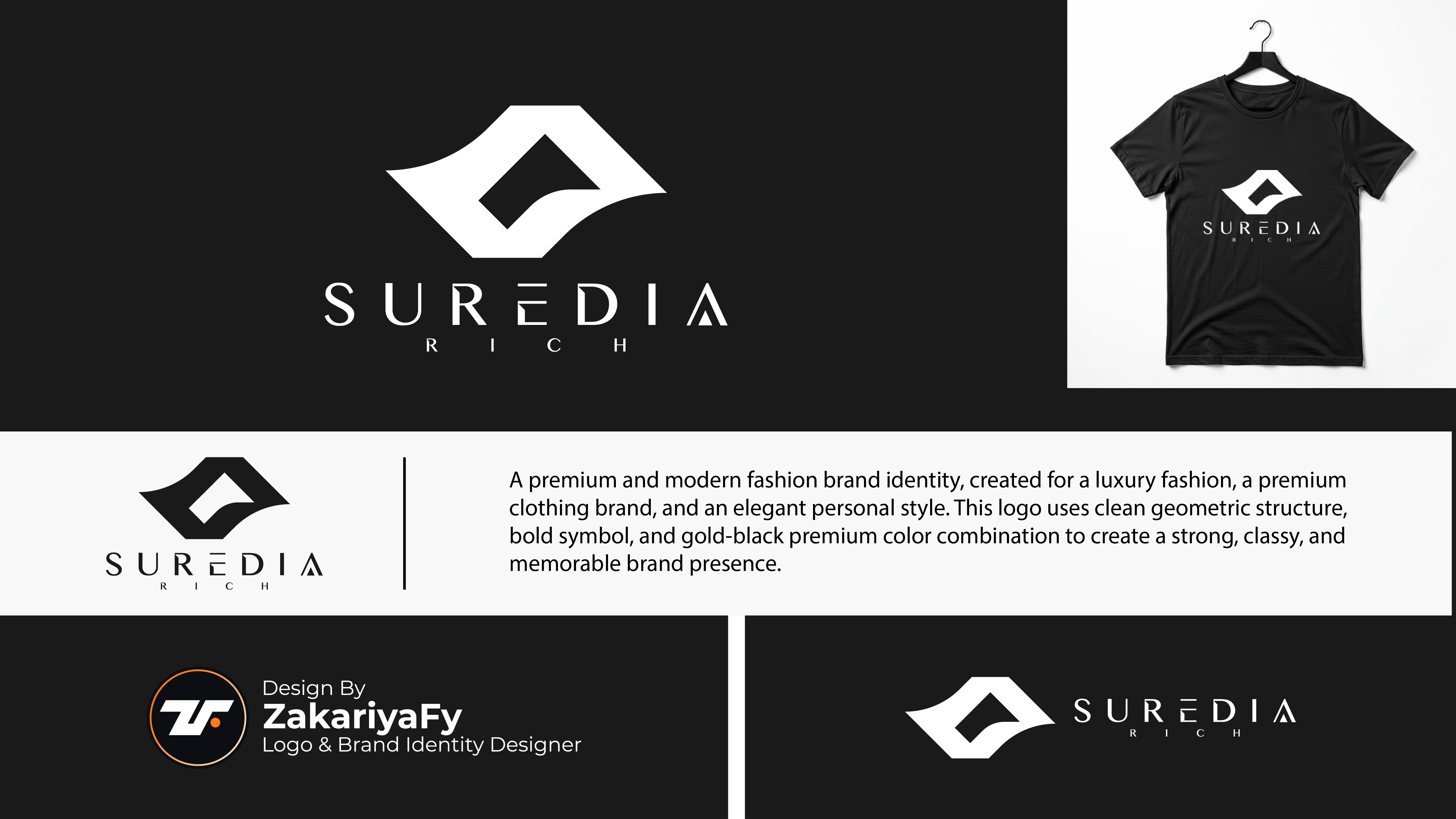 SUREDIA RICH: Fashion Brand Identity, Luxury Logo Design by Zakariyafy
