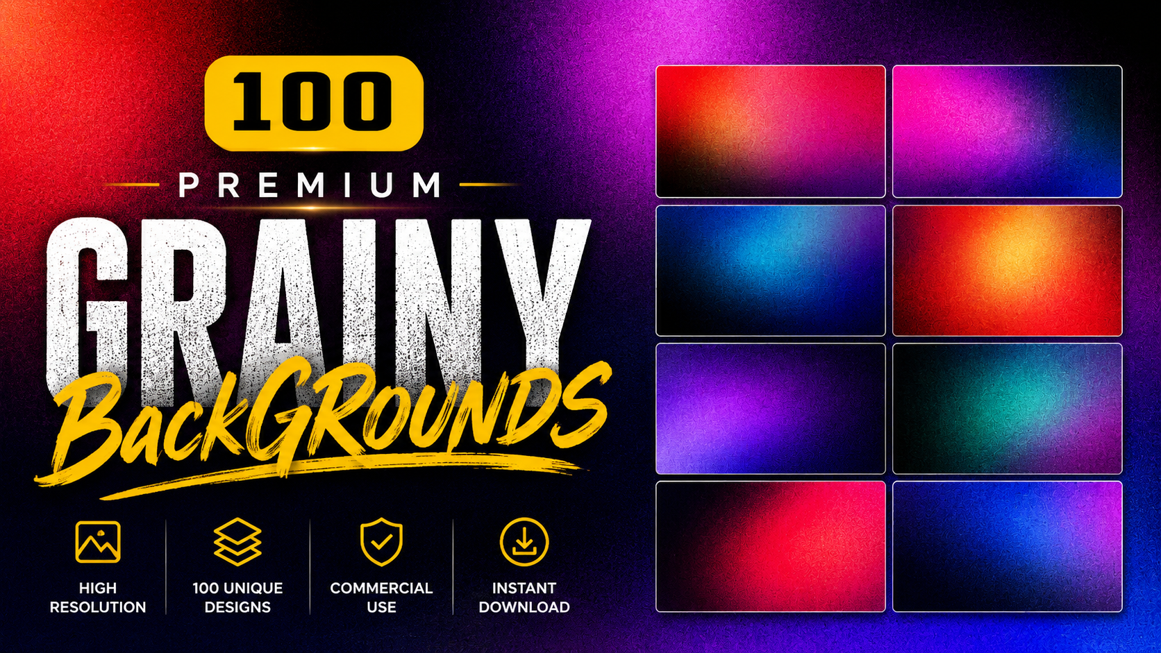 100 Premium Grainy Backgrounds – High Resolution Gradient Texture Pack
