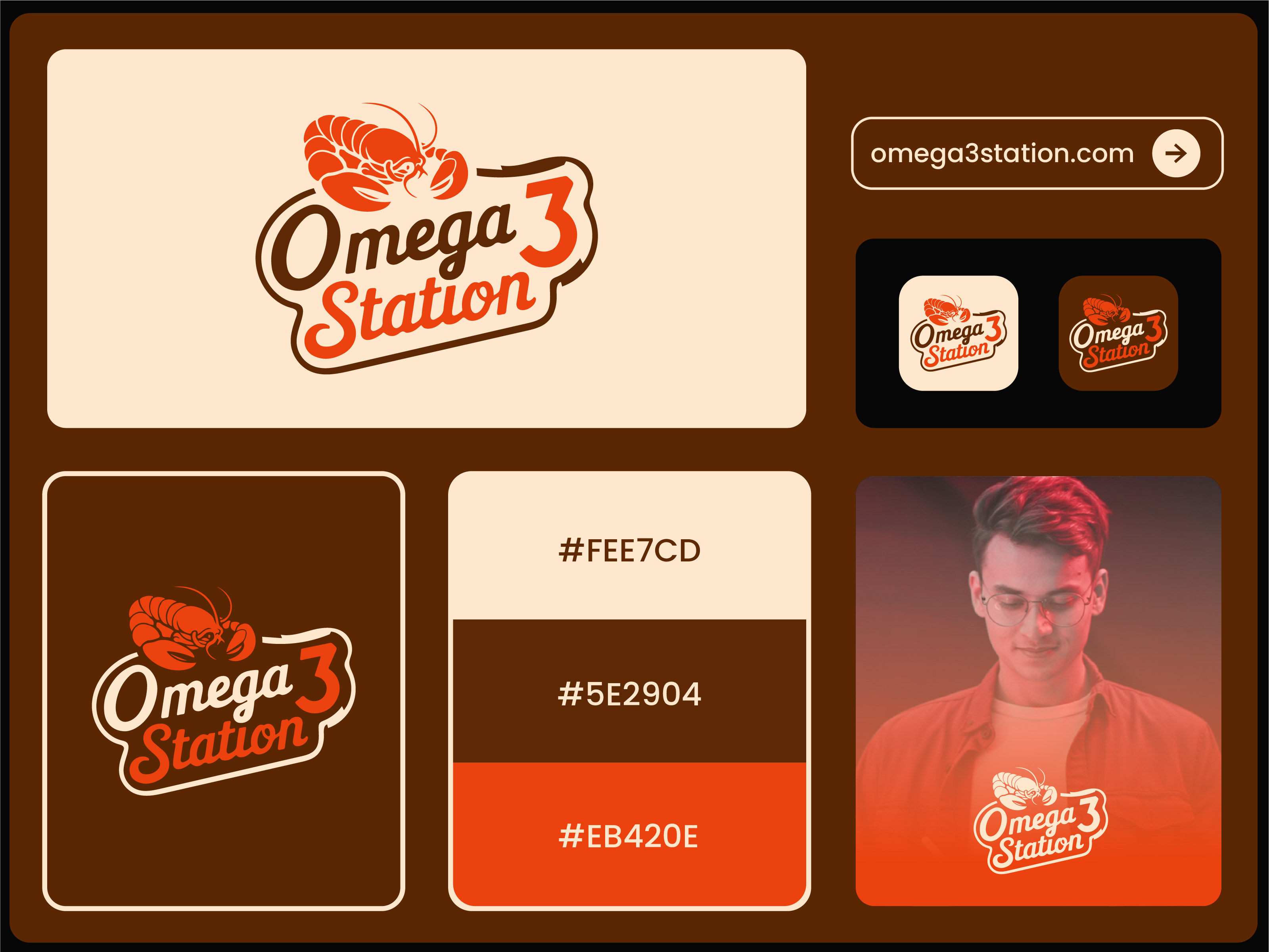 Omega3Station Seafood Restaurant Logo Design